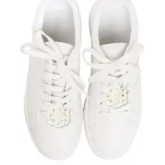 Unique Bargains Faux Pearl Bow Style 6 Shoelace Charms White 1 Pair