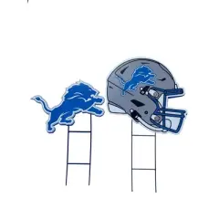 NFL Detroit Lions 2pk Logo and Helmet Garden Stake Set