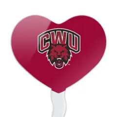 Central Washington University Primary Logo Heart Love Cupcake Picks Toppers Decoration Set of 6