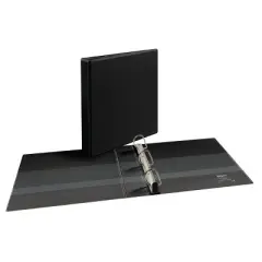Avery 400 Sheet 2.1"x1.5" Heavy Duty Nonstick View Ring Binder Black: Polypropylene D-Rings, 4 Pockets, Clear Cover
