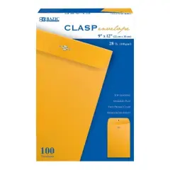 BAZIC PRODUCTS Clasp Envelope, 9" x 12", Box of 100