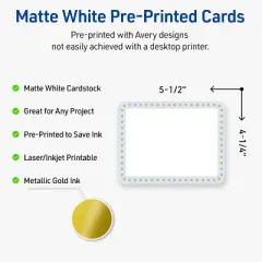 Avery 4.25" x 5.5" Cards, Gold Dots with Blue Border, 20 ct