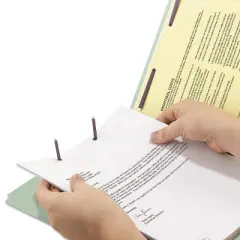 Smead End Tab Pressboard Classification Folders, Two SafeSHIELD Coated Fasteners, 3" Expansion, Letter Size, Gray-Green, 25/Box