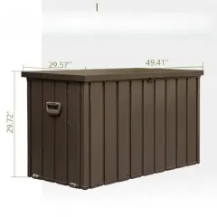 DSVIMOY 160GAL Outdoor Storage Deck Box with 4 Wheels, Large Patio Storage Bin for Outside Cushions, Brown, 49.41"*29.57"*29.72"