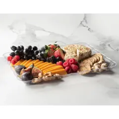 Posh Setting Clear Rectangular Serving Tray with Scalloped Edge - 4 Count