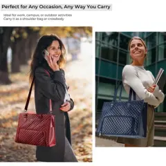 Laptop Tote Bag with Insulated Lunch Compartment for Women, PU Leather 15.6 Inch Work Bag, Elegant Computer Handbag, Versatile Business Tote