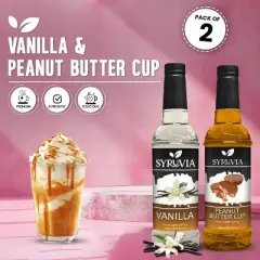Syruvia Coffee Flavors Variety Pack: Vanilla & Peanut Butter Cup 25.4 fl oz Syrup