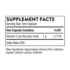 THORNE Ascorbic Acid - 1000 mg Vitamin C Supplement - Supports Healthy Immune Response, Collagen Formation, and Antioxidant Support*  - 60 Capsules