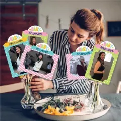 Big Dot of Happiness Colorful Baby Shower - Gender Neutral Party Picture Centerpiece Sticks - Photo Table Toppers - 15 Pieces