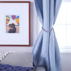 Juvale 2 Pairs Light Grey Rope Curtain Tiebacks with Hooks, Holdbacks for Window Drapes (26 in)