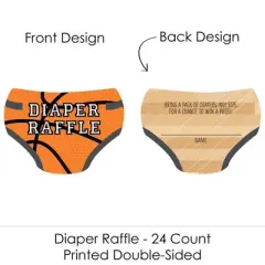 Big Dot of Happiness Nothin' but Net - Basketball - Diaper Shaped Raffle Ticket Inserts - Baby Shower Activities - Diaper Raffle Game - Set of 24