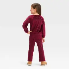 Toddler Girls' Flare Velour Top & Bottom Set - Cat & Jack&trade; Burgundy