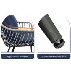 5-Piece Patio Bistro Set with Ottoman, Outdoor Wicker Furniture with Tempered Glass Table, Chairs and Footrests for Balcony, Porch, or Poolside