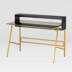 Techni Mobili Home Office Writing Desk with Riser Gold- Techni Mobili