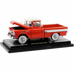 1958 Chevrolet Apache Cameo Truck Cardinal Red with Wimbledon White Top Ltd Ed to 6550 pcs 1/24 Diecast Model Car by M2 Machines