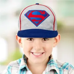 DC Comics Super Hero Boys' Baseball Hat-Superman Kids Cap for Ages 4-7 (Grey/Blue)