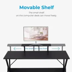 Greenforest Home Office Desk with Monitor Shelf, Computer/Gaming Desk, Black, 47in