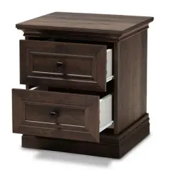 Nolan 2 Drawer Wood Nightstand Brown/Black - Baxton Studio