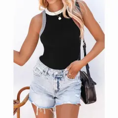 Clearlove Womens Solid T Shirts - Trendy Tshirt Halter Neck Tank Top Sleeveness Clothes Sport Casual Vest Vacation Blouse.
