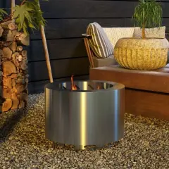 SEVOBAL 22" Fireplace Smokeless Fire Pit Portable Stainless Firepit Wood Burning Firepit Outside Camping Backyard Patio Garden, Silver, 22"*22"*16.5"