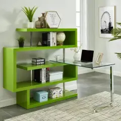 54.5" Rycel Modular L-Shape Bookshelf Desk Green - miBasics