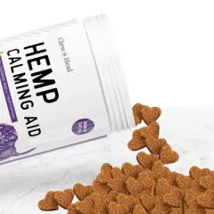 Chew + Heal Calming Anxiety Treats With Hemp, Dog Supplement, Perfect For Fireworks or Travel - 60 Delicious Chews