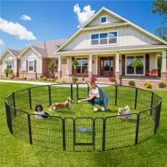 Yaheetech Heavy Duty 16 Panel Pet Playpen Dog Exercise Pen Black