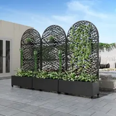 PexFix 72"x35"Iron Black Arch Planting Box Plant Climbing Frame Spring