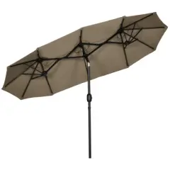 Akoasm 89.25 in. H Outdoor Double-sided Patio Umbrella with Push Button Tilt and Crank For Deck, Garden & Pool-Gray