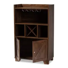 Carrie Walnut Finished Wood Wine Storage Cabinet Walnut - Baxton Studio