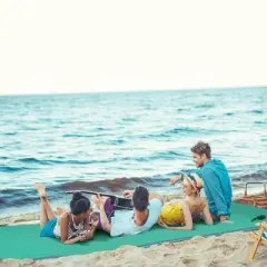 Soozier Floating Mat for Lakes and Pools with 5 Drink Holders, Portable Water Mat Lily Pad