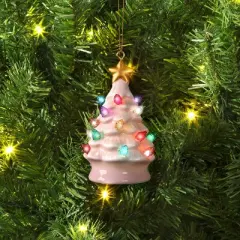 4" Christmas Lit Ceramic Retro Christmas Tree Ornament Pink - Wondershop&trade;