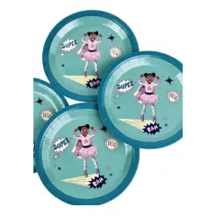 Anna + Pookie 9" Girl Green Super Hero Paper Party Plates 8 Ct.