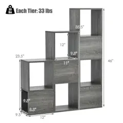 Costway Bookshelf Free Combination Bookcase Storage Organizer Display Shelf Gray