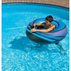 Swimline 42" Inflatable Power Blaster 1-Person Swimming Pool Tube Float with Squirter - Blue/Black