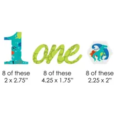 Big Dot of Happiness 1st Birthday Roar Dinosaur - Paper Straw Decor - ONEasaurus Dino First Birthday Party Striped Decorative Straws - Set of 24