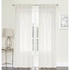 Kate Aurora Chic Living Jillian 2 Piece Ultra Lux Wide Rod Pocket Sheer Vole Window Curtain Panels