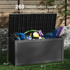 Sersper 260 Gal Outdoor Resin Deck Box and Bench, Multipurpose Storage Container for Patio and Garden
