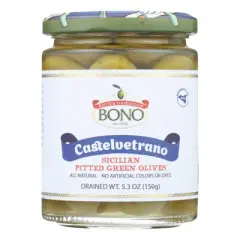 Bono Sicilian Pitted Green Castelvetrano Olives - Case of 6/5.3 oz