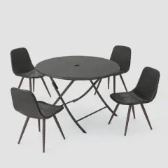 Jude Caleb 5pc Wicker Dining Set - Brown - Christopher Knight Home