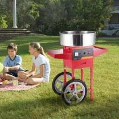 VEVOR Electric Cotton Candy Machine with Cart, 1000W Commercial Candy Floss Maker with Stainless Steel Bowl, Sugar Scoop and Drawer,Red