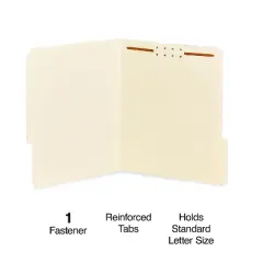MyOfficeInnovations Reinforced Fastener Folder Letter Size Manila 50/Box 812380