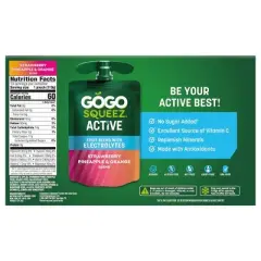 GoGo SqueeZ Active Fruit Blend with Electrolytes Variety Pack Strawberry Pineapple & Orange Pouches - 3.9oz/10ct