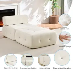 Mjkone Velvet Single Sofa, 1-Seater Modular Sofa Couch with Rivet Trim for Living Room