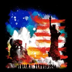 Men's Design By Humans July 4th American Sunrise State of Liberty By kharmazero Tank Top