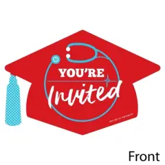 Big Dot of Happiness Nurse Graduation - Shaped Fill-in Invitations - Medical Nursing Graduation Party Invitation Cards with Envelopes - Set of 12