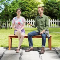 Tangkula 2PCS 55" Teak Wood Bench 3-Person Backless Seating w/ 880 LBS Weight Capacity
