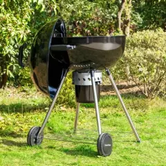 Captiva Designs E02GR013 22" Kettle Charcoal Grill with Pizza Ring and Pizza Stone - Black