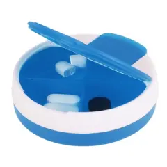 Unique Bargains 4 Grids Circular Rotating Pill Case 1 Pc