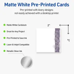 Avery Square Business Cards, Floral Design, 2" x 2", 120ct